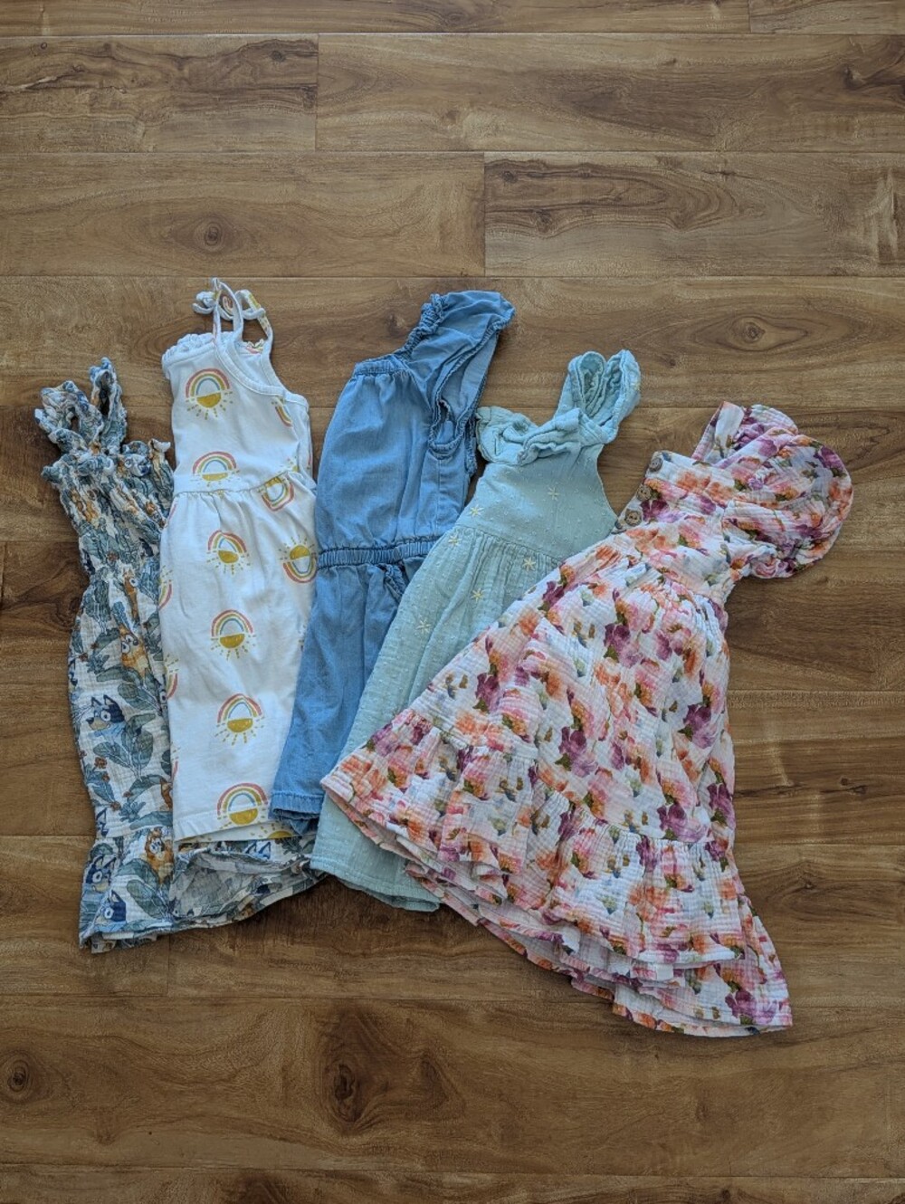 Lot of 5 Toddler 5T Girl Summer Dresses & Romper Cheeky Plum Carter's Bluey